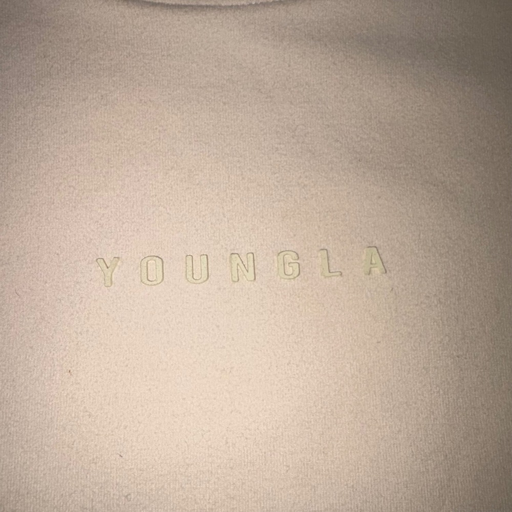 YOUNGLA 450 Cloud Foam Long Sleeve Tee Mens M Cream Gym Streetwear Relaxed Shirt - Picture 3 of 10